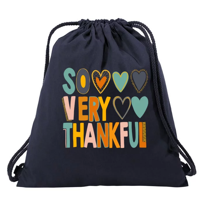 So Very Thankful Colorful Hearts Nice Thanksgiving Gift Drawstring Bag