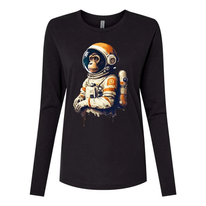 space vintage travel astronaut monkey astronaut Womens Cotton Relaxed Long Sleeve T-Shirt