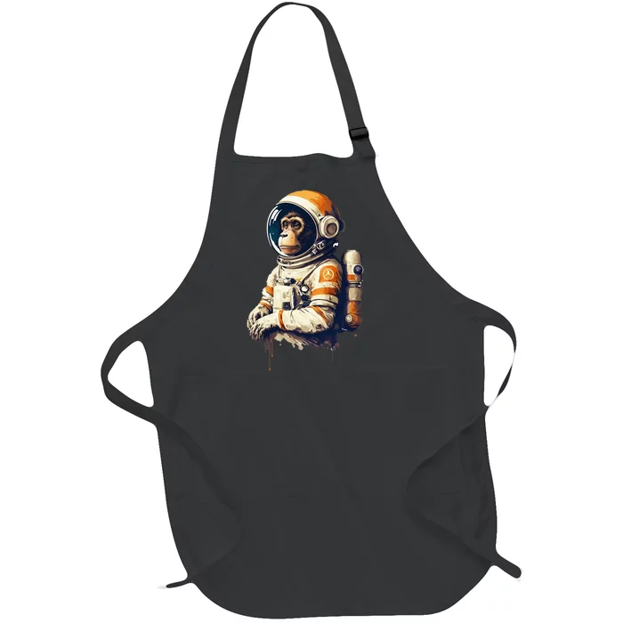 space vintage travel astronaut monkey astronaut Full-Length Apron With Pocket