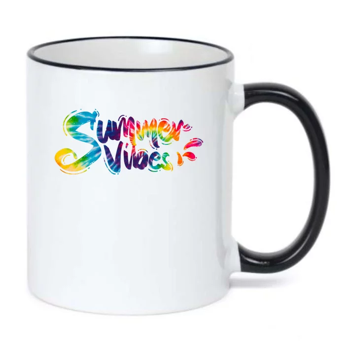 Summer Vibes Tie Dye Rainbow Black Color Changing Mug