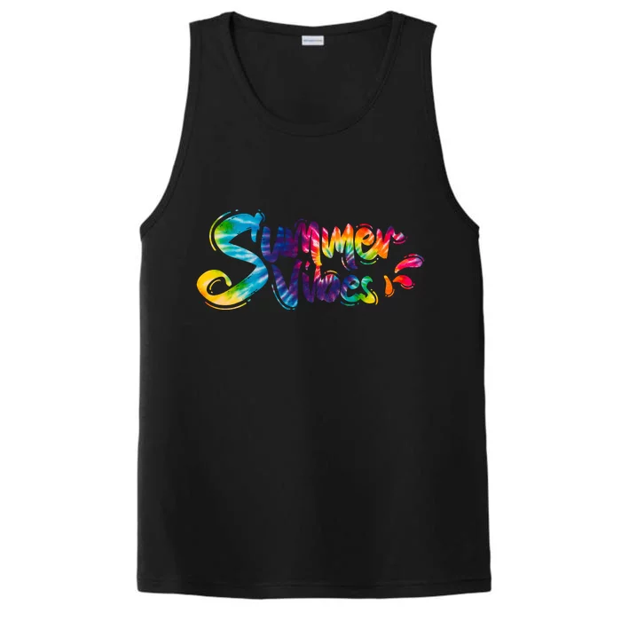 Summer Vibes Tie Dye Rainbow Performance Tank