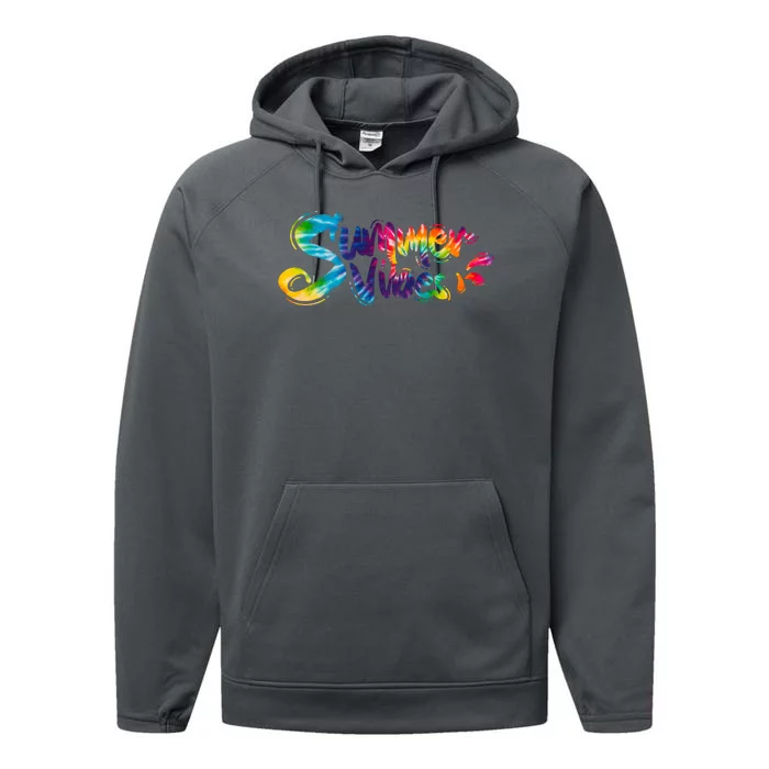 Summer Vibes Tie Dye Rainbow Performance Fleece Hoodie