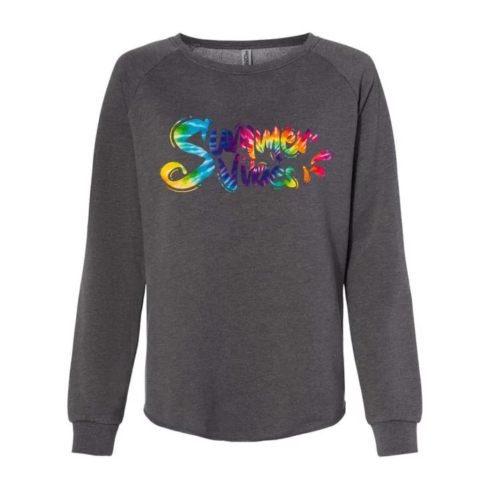 Summer Vibes Tie Dye Rainbow Womens California Wash Sweatshirt