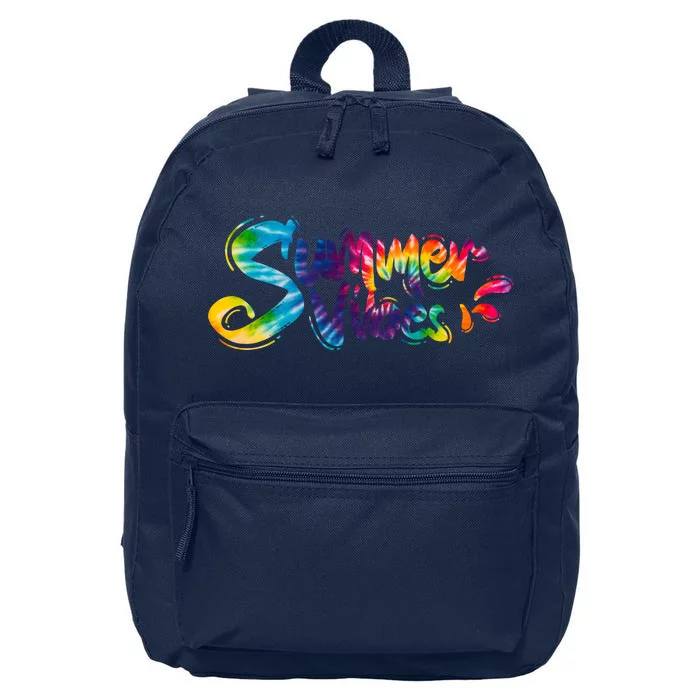 Summer Vibes Tie Dye Rainbow 16 in Basic Backpack