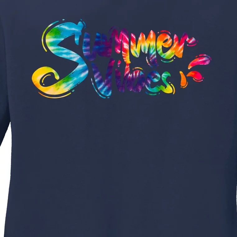 Summer Vibes Tie Dye Rainbow Ladies Long Sleeve Shirt