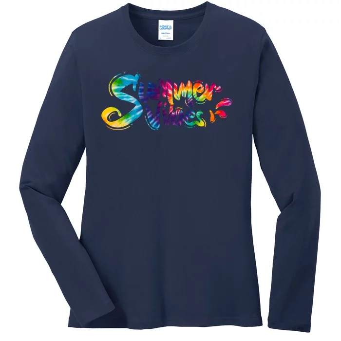 Summer Vibes Tie Dye Rainbow Ladies Long Sleeve Shirt