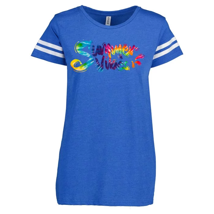 Summer Vibes Tie Dye Rainbow Enza Ladies Jersey Football T-Shirt