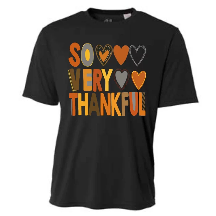 So Very Thankful Fall Vibes Autumn Heart Thanksgiving Outfit Gift Cooling Performance Crew T-Shirt