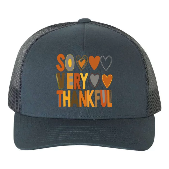 So Very Thankful Fall Vibes Autumn Heart Thanksgiving Outfit Gift Yupoong Adult 5-Panel Trucker Hat