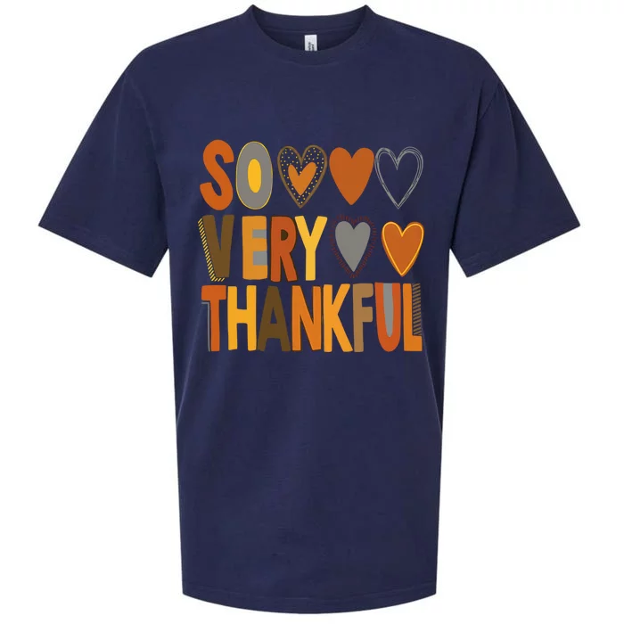 So Very Thankful Fall Vibes Autumn Heart Thanksgiving Outfit Gift Sueded Cloud Jersey T-Shirt