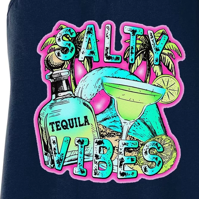 Salty Vibes Tequila Margarita Summer Drinking Beach Party Women's Racerback Tank