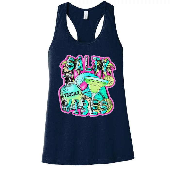 Salty Vibes Tequila Margarita Summer Drinking Beach Party Women's Racerback Tank