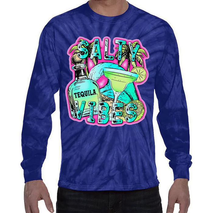 Salty Vibes Tequila Margarita Summer Drinking Beach Party Tie-Dye Long Sleeve Shirt