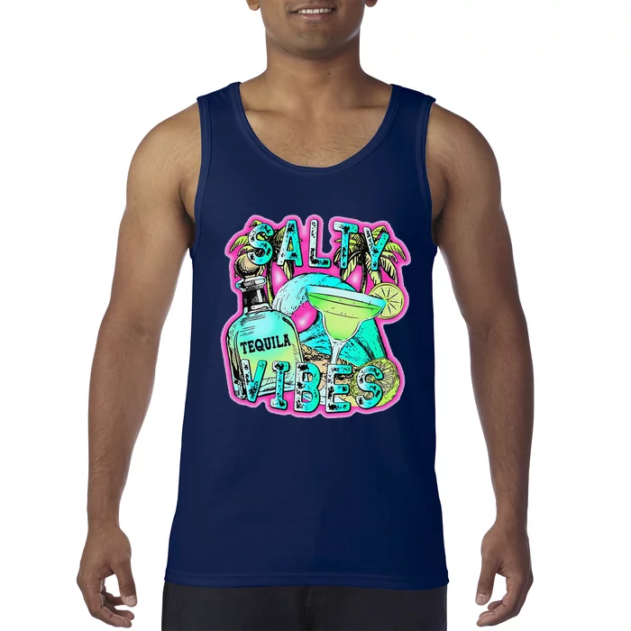 Salty Vibes Tequila Margarita Summer Drinking Beach Party Tank Top