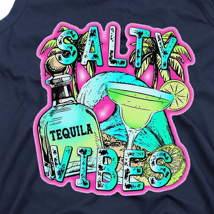 Salty Vibes Tequila Margarita Summer Drinking Beach Party Tank Top