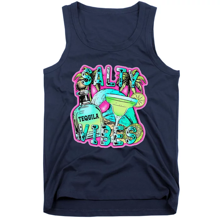 Salty Vibes Tequila Margarita Summer Drinking Beach Party Tank Top