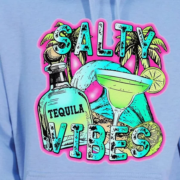 Salty Vibes Tequila Margarita Summer Drinking Beach Party Unisex Surf Hoodie