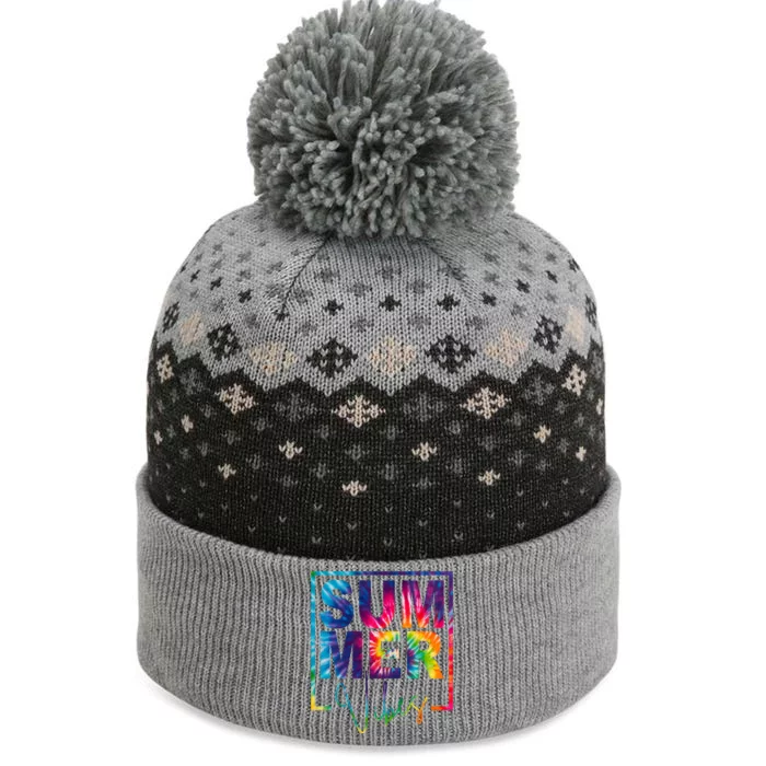 Summer Vibes Tie Dye Vacation Gift The Baniff Cuffed Pom Beanie