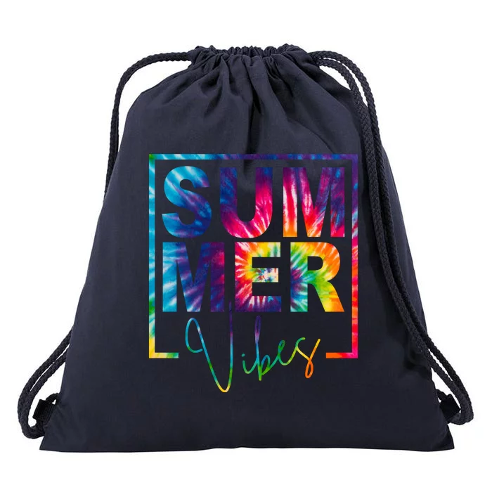 Summer Vibes Tie Dye Vacation Gift Drawstring Bag