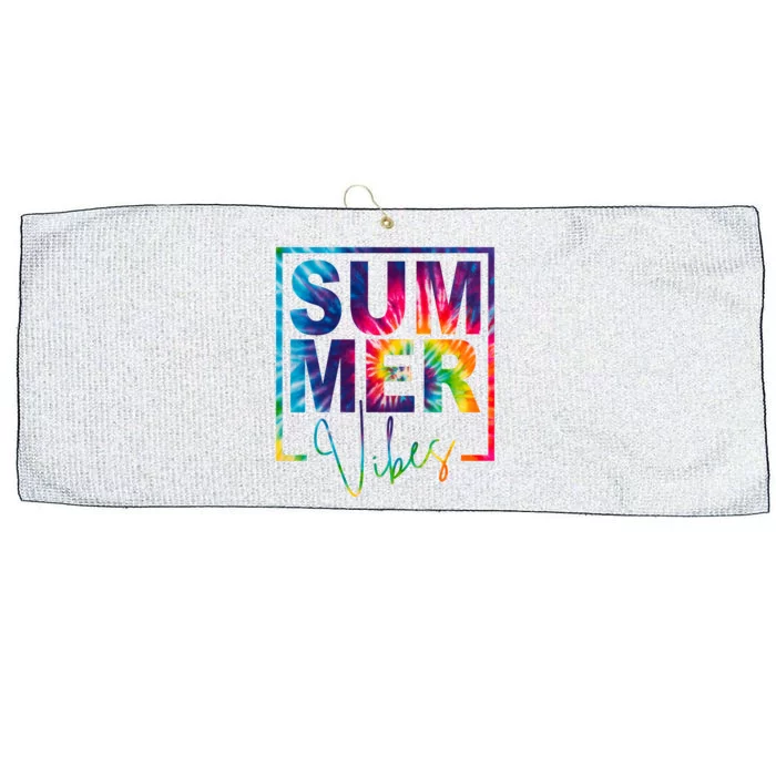 Summer Vibes Tie Dye Vacation Gift Large Microfiber Waffle Golf Towel