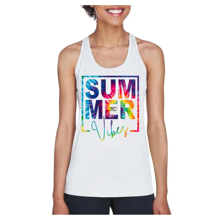 Summer Vibes Tie Dye Vacation Gift Women's Racerback Tank