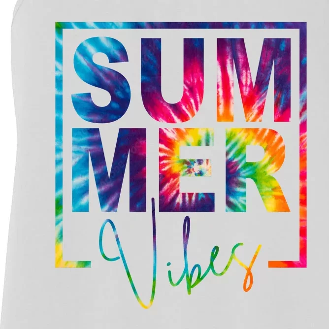 Summer Vibes Tie Dye Vacation Gift Women's Racerback Tank