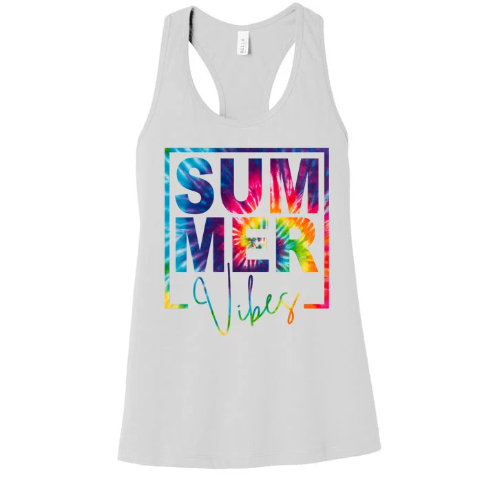 Summer Vibes Tie Dye Vacation Gift Women's Racerback Tank