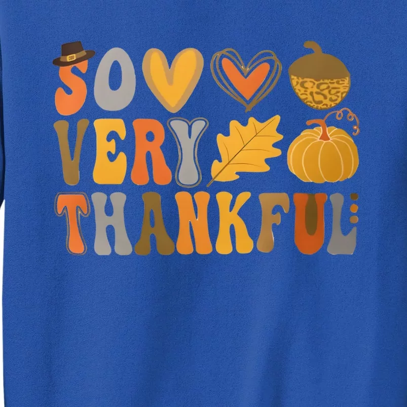 So Very Thankful Cute New Thanksgiving With Hearts Gift Tall Sweatshirt