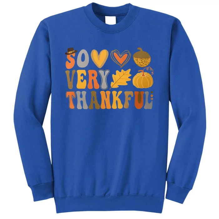 So Very Thankful Cute New Thanksgiving With Hearts Gift Tall Sweatshirt