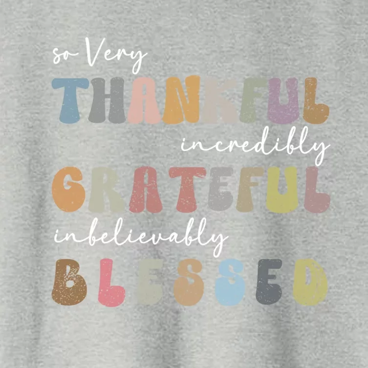 So Very Thankful Grateful Blessed Autumn Groovy Thanksgiving Gift Women's Crop Top Tee