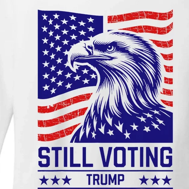 Still Voting Trump 2024 Patriotic American Flag Womens CVC Long Sleeve Shirt