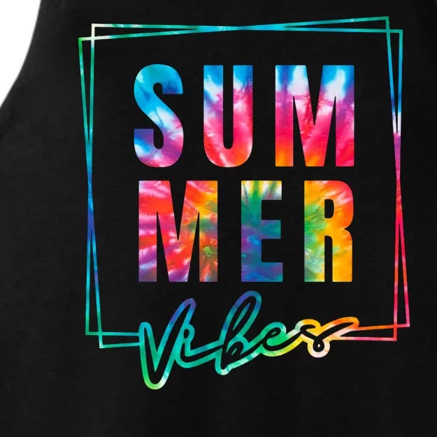 Summer Vibes Tie Dye Summer Vacation Ladies Tri-Blend Wicking Tank