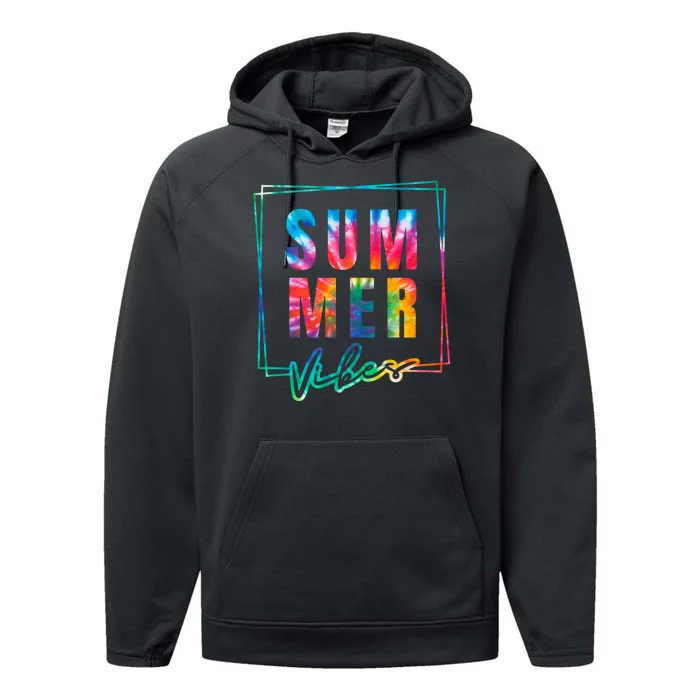 Summer Vibes Tie Dye Summer Vacation Performance Fleece Hoodie