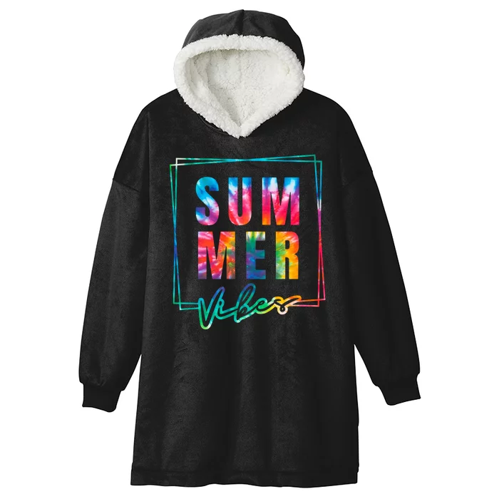 Summer Vibes Tie Dye Summer Vacation Hooded Wearable Blanket