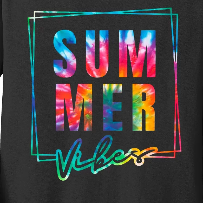 Summer Vibes Tie Dye Summer Vacation Kids Long Sleeve Shirt