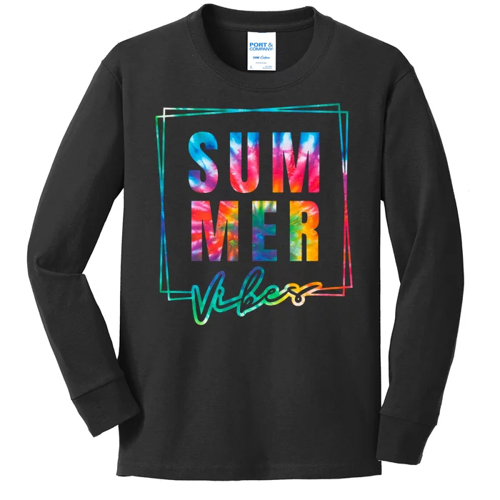 Summer Vibes Tie Dye Summer Vacation Kids Long Sleeve Shirt