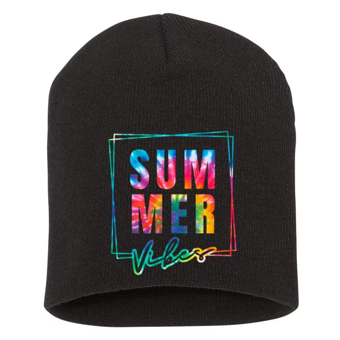 Summer Vibes Tie Dye Summer Vacation Short Acrylic Beanie