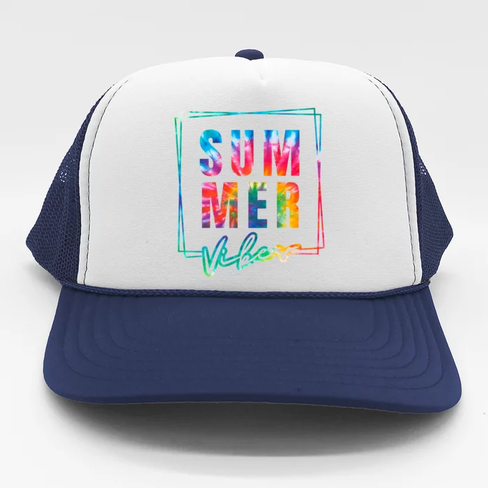 Summer Vibes Tie Dye Summer Vacation Trucker Hat