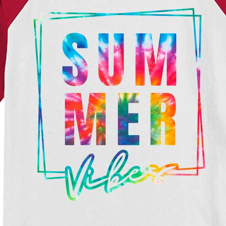 Summer Vibes Tie Dye Summer Vacation Kids Colorblock Raglan Jersey