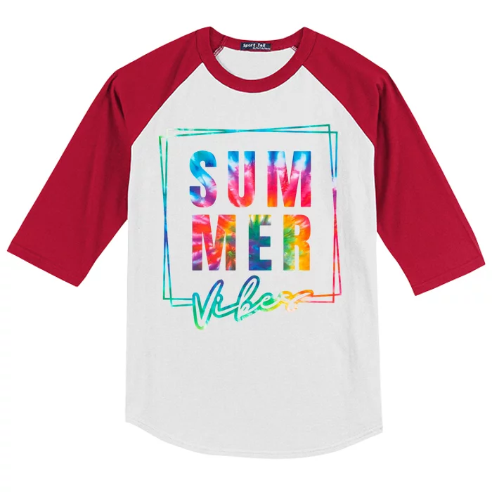 Summer Vibes Tie Dye Summer Vacation Kids Colorblock Raglan Jersey