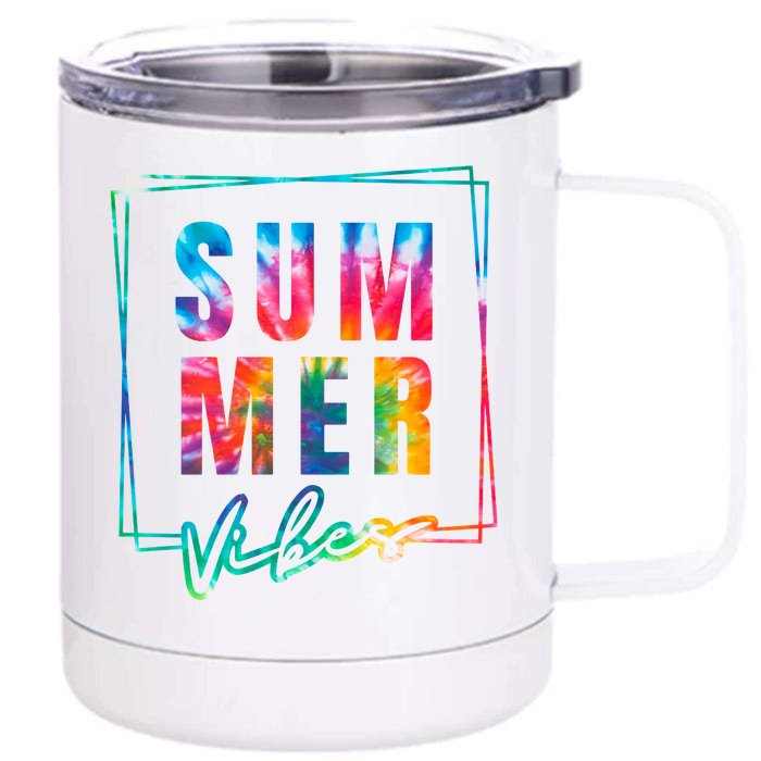 Summer Vibes Tie Dye Summer Vacation Front & Back 12oz Stainless Steel Tumbler Cup