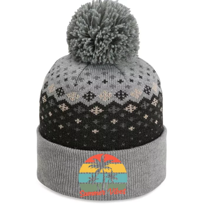 Summer Vibes Tropical Retro Sunset The Baniff Cuffed Pom Beanie