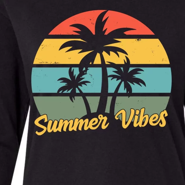 Summer Vibes Tropical Retro Sunset Womens Cotton Relaxed Long Sleeve T-Shirt