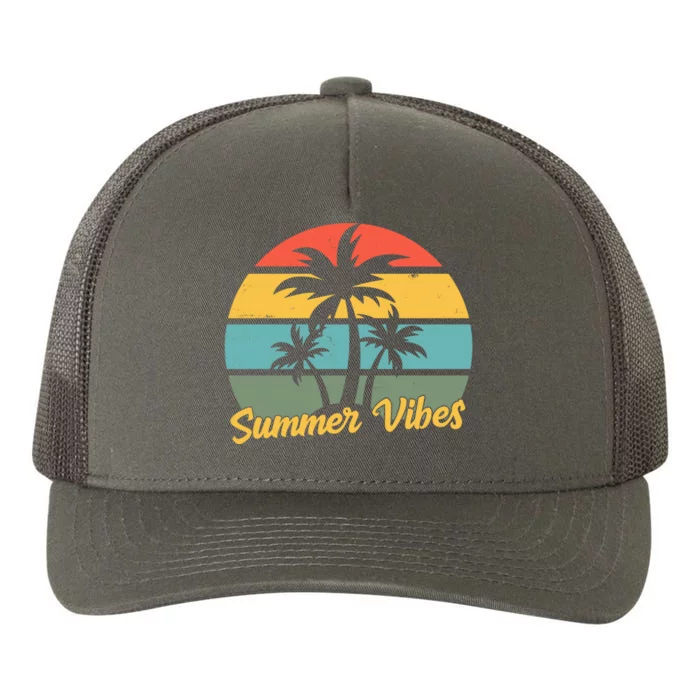 Summer Vibes Tropical Retro Sunset Yupoong Adult 5-Panel Trucker Hat