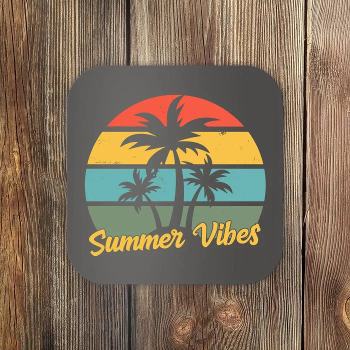 Summer Vibes Tropical Retro Sunset Coaster