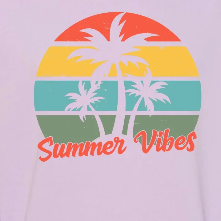 Summer Vibes Tropical Retro Sunset Garment-Dyed Sweatshirt