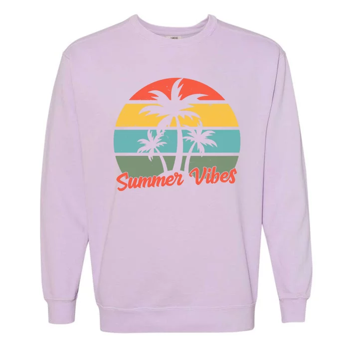 Summer Vibes Tropical Retro Sunset Garment-Dyed Sweatshirt