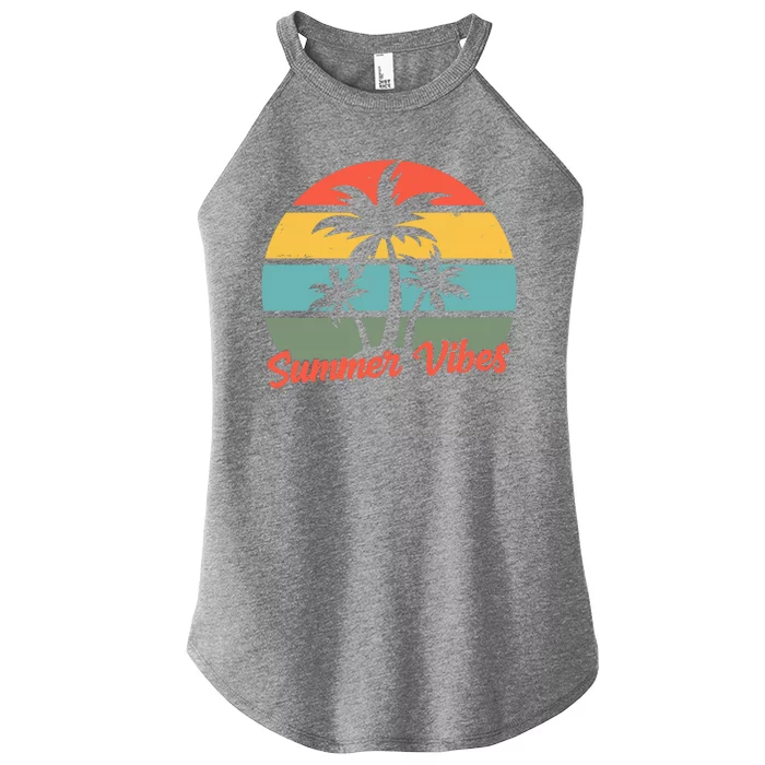 Summer Vibes Tropical Retro Sunset Women’s Perfect Tri Rocker Tank