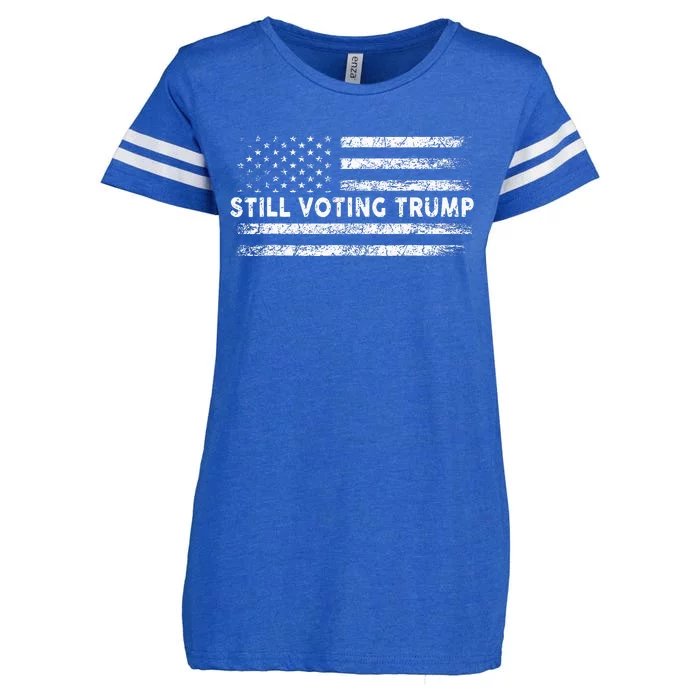 Still Voting Trump 2024 Patriotic American Flag Enza Ladies Jersey Football T-Shirt