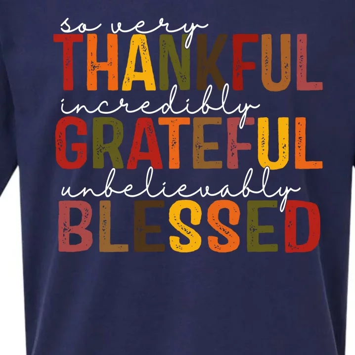 So Very Thankful Incredibly Grateful Unbelievably Blessed Thanksgiving Quote Sueded Cloud Jersey T-Shirt